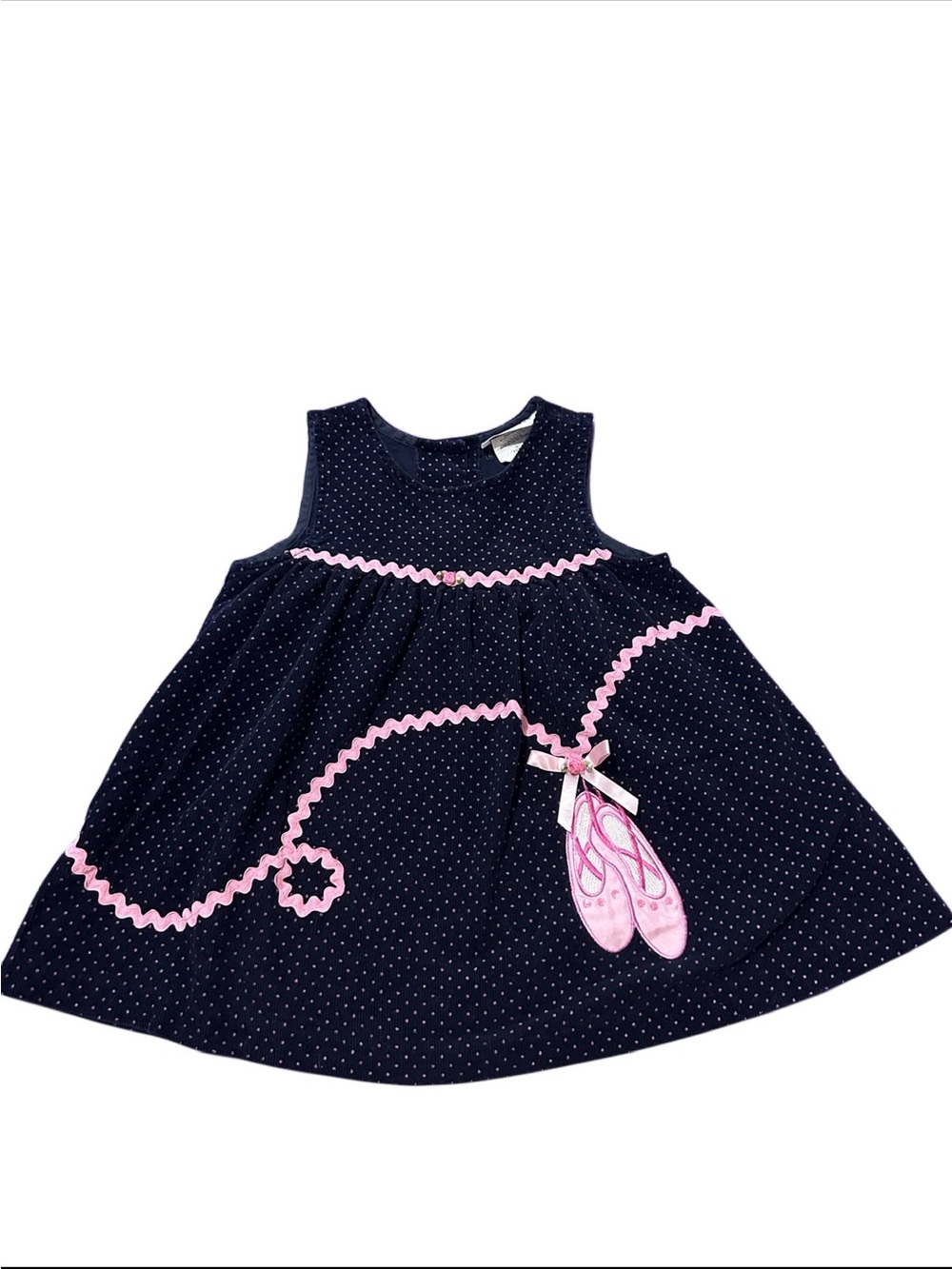 Rare Too Girls 2T Navy Polka Dot Party Dress Ballerina Formal Vintage Sleeveless